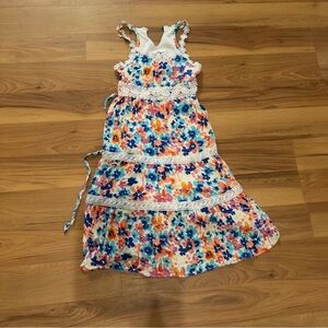 Rare Editions Multicolor Floral Dress with Lace